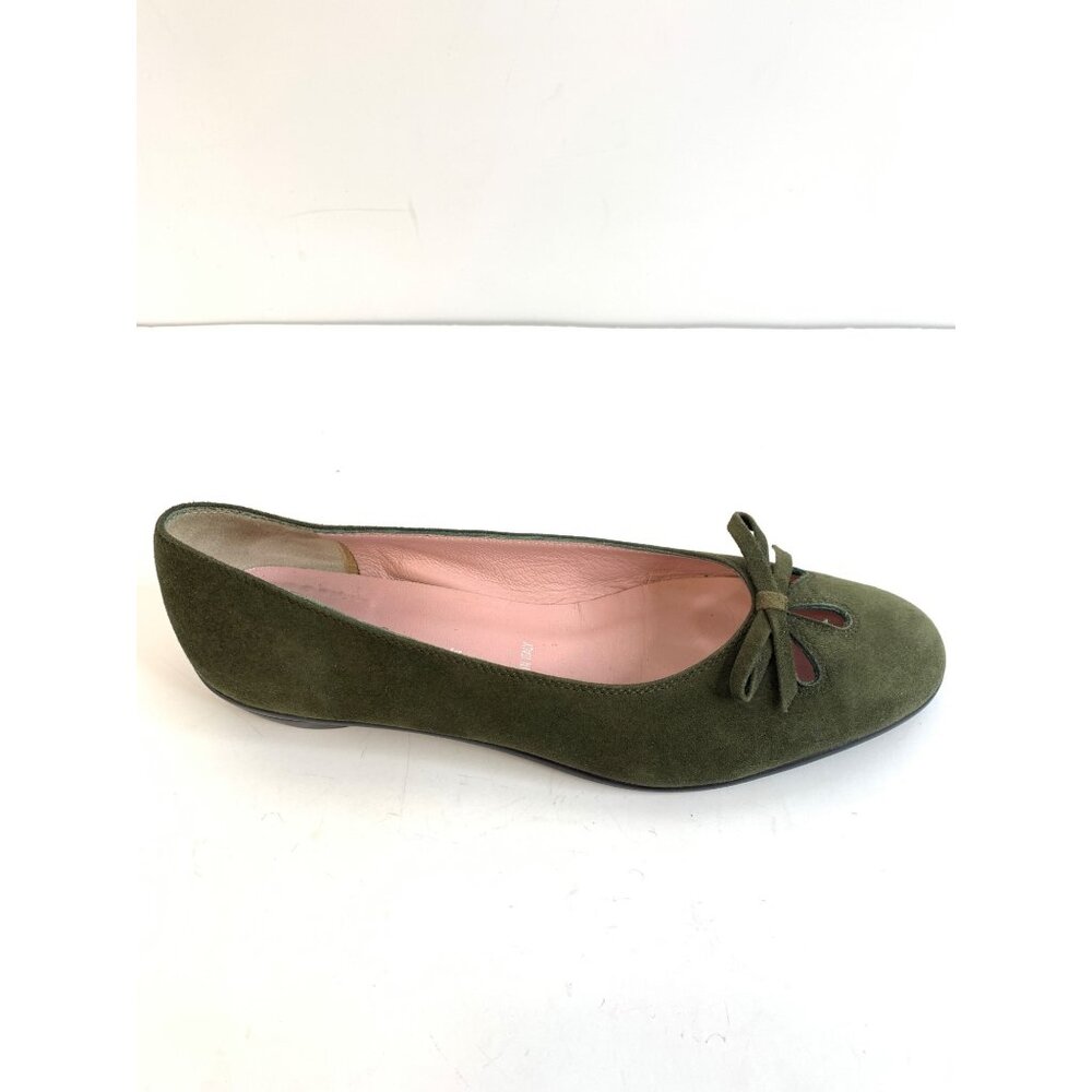 Amalfi Nordstrom Exclusive Olive Green Suede Ballet Flats Cut Out Bow Detail 6B